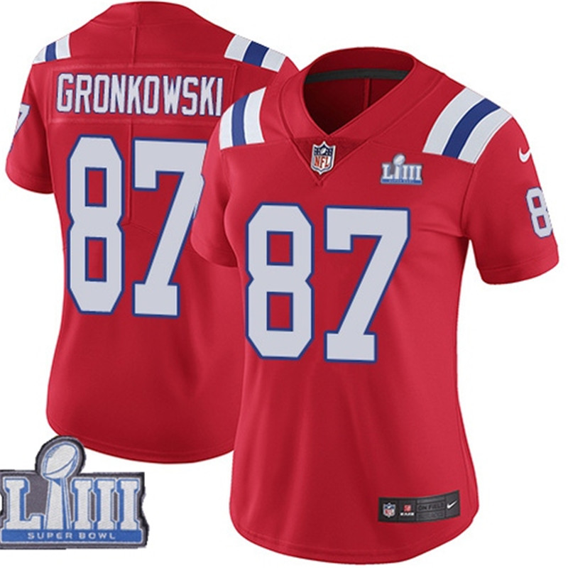  Patriots 87 Rob Gronkowski Red Women 2019 Super Bowl LIII Vapor Untouchable Limited Jersey