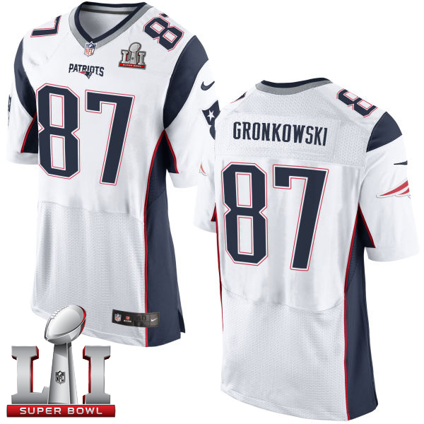  Patriots 87 Rob Gronkowski White Super Bowl LI 51 Men Stitched NFL New Elite Jersey