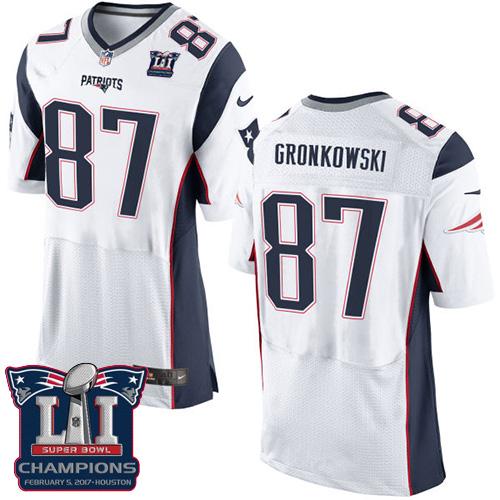  Patriots 87 Rob Gronkowski White Super Bowl LI Champions Men Stitched NFL New Elite Jersey