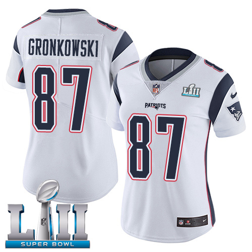  Patriots 87 Rob Gronkowski White Women 2018 Super Bowl LII Vapor Untouchable Player Limited Jersey