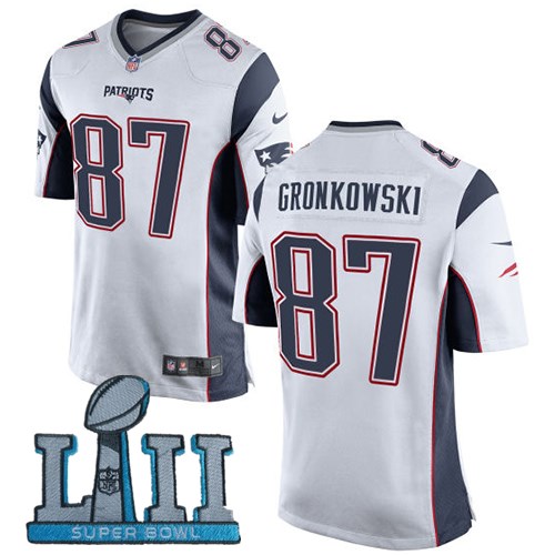  Patriots 87 Rob Gronkowski White Youth 2018 Super Bowl LII Game Jersey