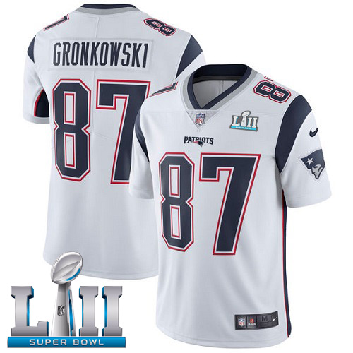  Patriots 87 Rob Gronkowski White Youth 2018 Super Bowl LII Vapor Untouchable Player Limited Jersey