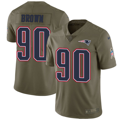  Patriots 90 Malcom Brown Olive Salute To Service Limited Jersey