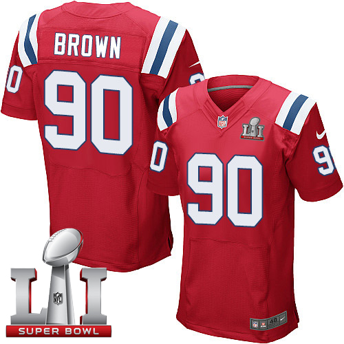  Patriots 90 Malcom Brown Red Alternate Super Bowl LI 51 Men Stitched NFL Elite Jersey