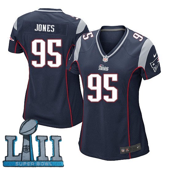  Patriots 95 Chandler Jones Navy Women 2018 Super Bowl LII Game Jersey