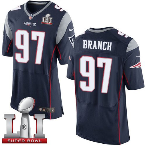  Patriots 97 Alan Branch Navy Blue Team Color Super Bowl LI 51 Men Stitched NFL Elite Jersey