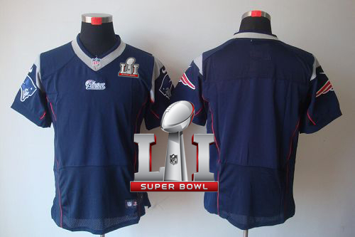  Patriots Blank Navy Blue Team Color Super Bowl LI 51 Men Stitched NFL Elite Jersey