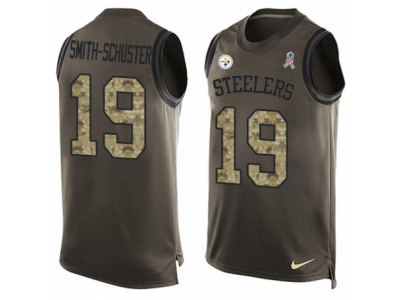  Pittsburgh Steelers 19 JuJu Smith-Schuster Limited Green Salute to Service Tank Top NFL Jersey