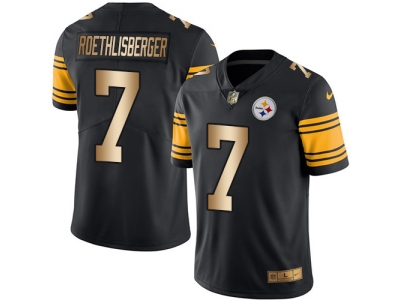  Pittsburgh Steelers 7 Ben Roethlisberger Black Men Stitched NFL Limited Gold Rush Jersey