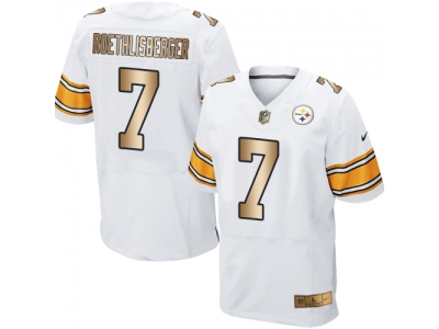  Pittsburgh Steelers 7 Ben Roethlisberger White Men Stitched NFL Elite Gold Jersey