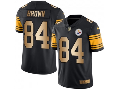  Pittsburgh Steelers 84 Antonio Brown Black Men Stitched NFL Limited Gold Rush Jersey
