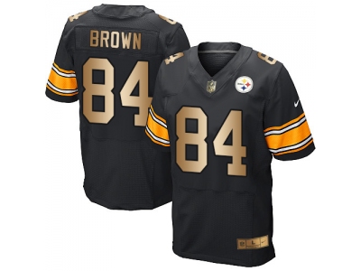  Pittsburgh Steelers 84 Antonio Brown Black Team Color Men Stitched NFL Elite Gold Jersey