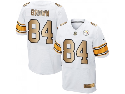  Pittsburgh Steelers 84 Antonio Brown White Men Stitched NFL Elite Gold Jersey