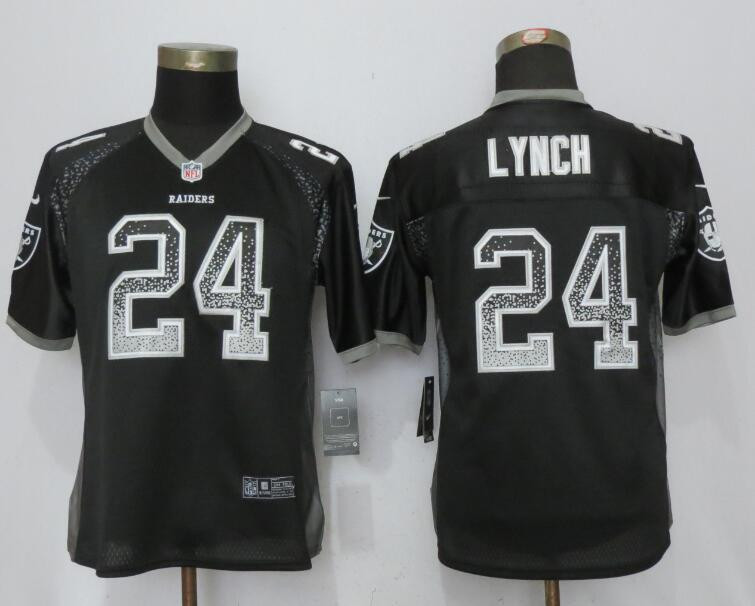  Raiders 24 Marshawn Lynch Black Women Drift Fashion Jersey