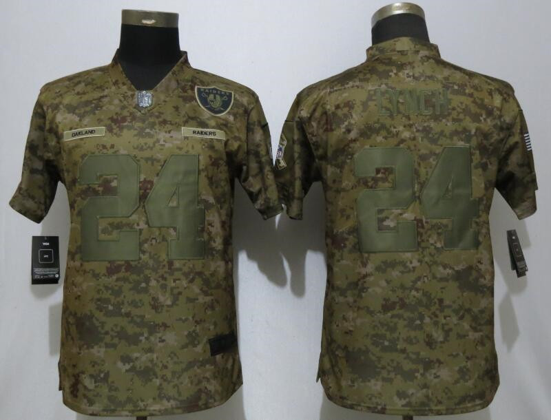  Raiders 24 Marshawn Lynch Camo Women Salute To Service Limited Jersey