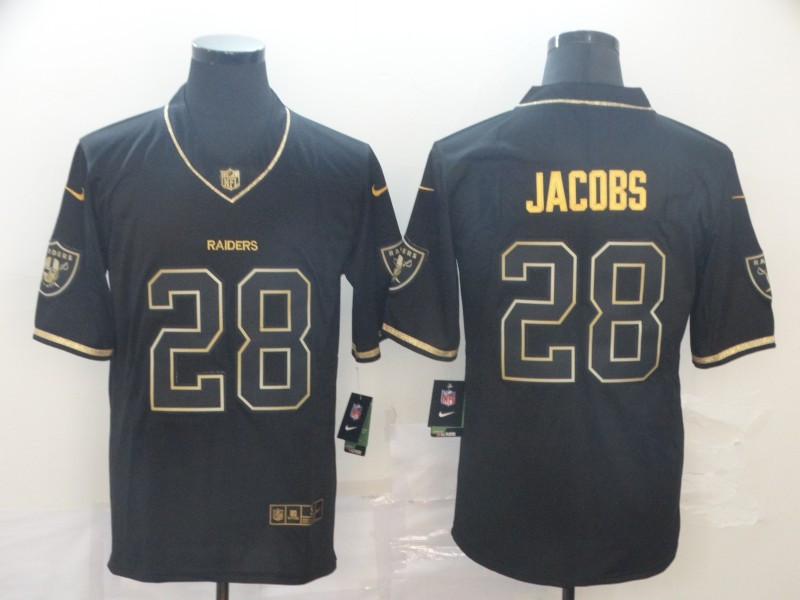 Nike Raiders 28 Josh Jacobs Black Gold Throwback Vapor Untouchable Limited Jersey