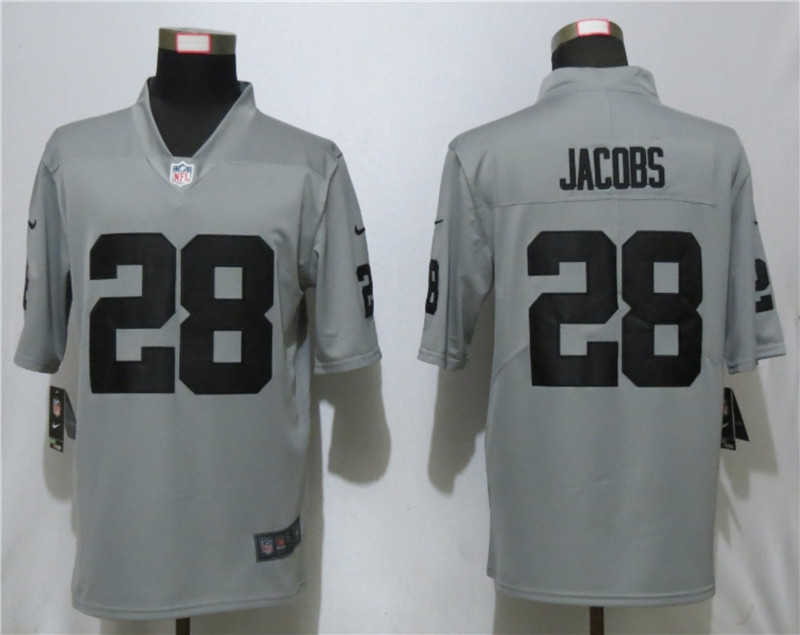 Nike Raiders 28 Josh Jacobs Gray Inverted Legend Limited Jersey