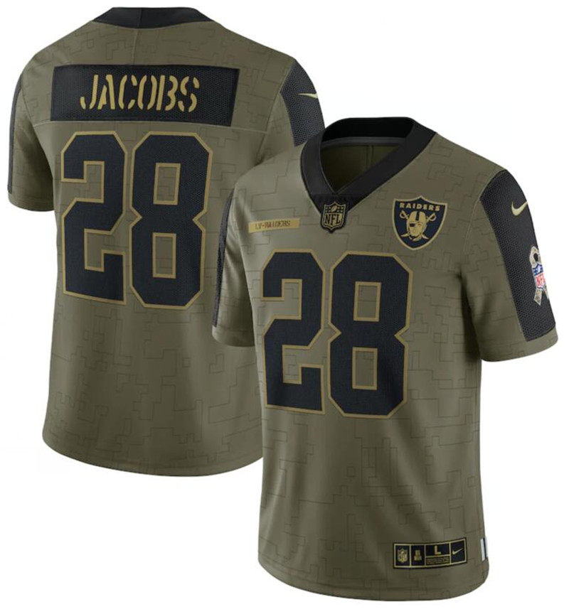 Nike Raiders 28 Josh Jacobs Olive 2021 Salute To Service Limited Jersey