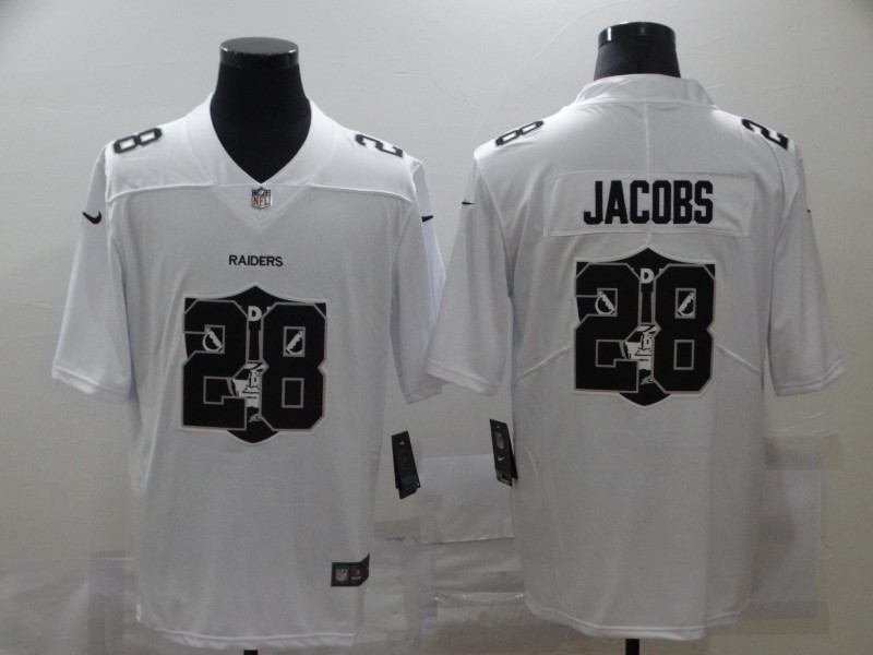 Nike Raiders 28 Josh Jacobs White Shadow Logo Limited Jersey