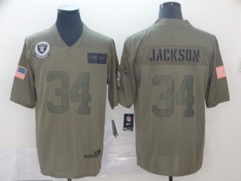 Nike Raiders 34 Bo Jackson 2019 Olive Salute To Service Limited Jersey