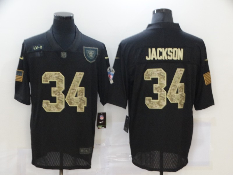 Nike Raiders 34 Bo Jackson Black Camo 2020 Salute To Service Limited Jersey