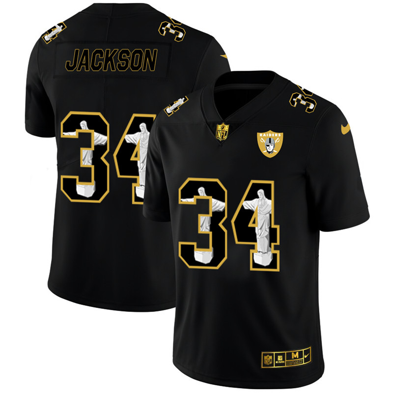 Nike Raiders 34 Bo Jackson Black Jesus Faith Edition Limited Jersey