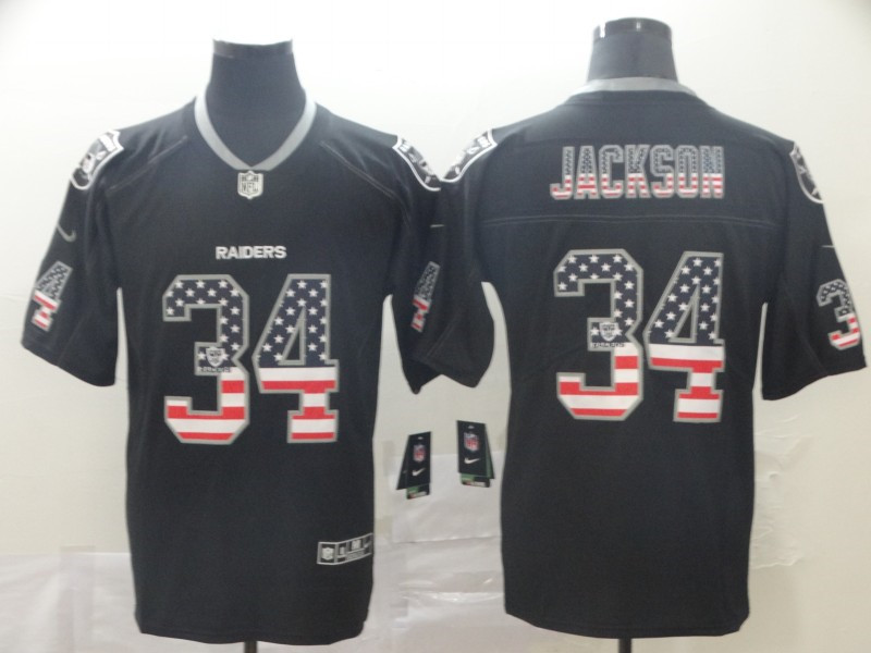 Nike Raiders 34 Bo Jackson Black USA Flag Fashion Limited Jersey