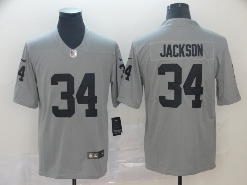 Nike Raiders 34 Bo Jackson Gray Inverted Legend Limited Jersey