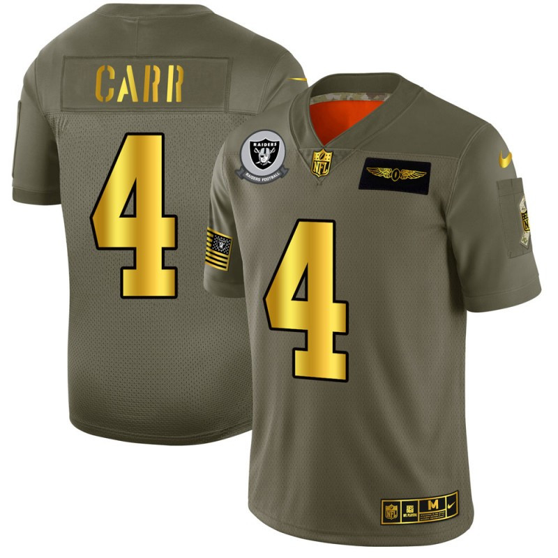 Nike Raiders 4 Derek Carr 2019 Olive Gold Salute To Service Limited Jersey