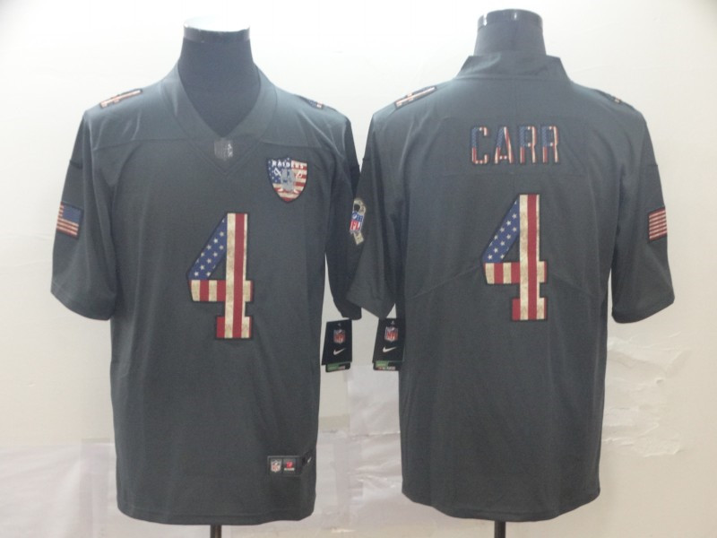 Nike Raiders 4 Derek Carr 2019 Salute To Service USA Flag Fashion Limited Jersey
