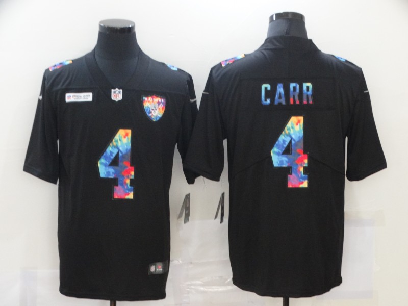 Nike Raiders 4 Derek Carr Black Vapor Untouchable Rainbow Limited Jersey