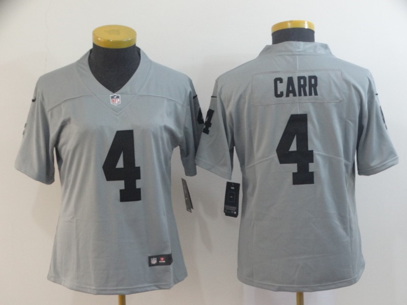 Nike Raiders 4 Derek Carr Gray Women Inverted Legend Limited Jersey