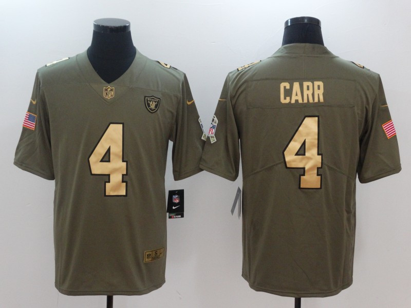  Raiders 4 Derek Carr Olive Gold Salute To Service Limited Jersey