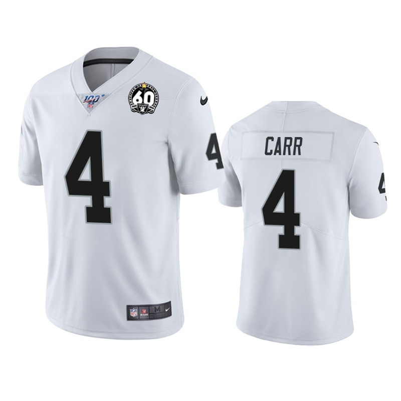 Nike Raiders 4 Derek Carr White 100th And 60th Anniversary Vapor Untouchable Limited Jersey