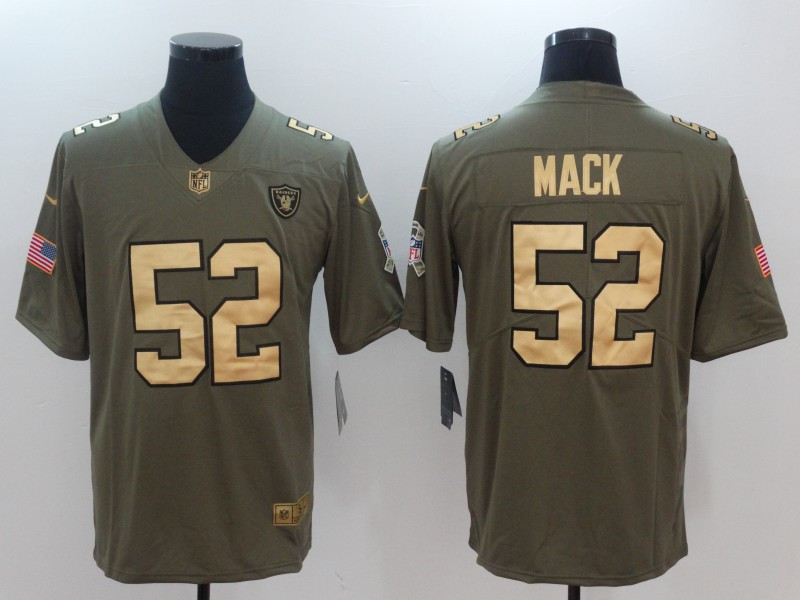  Raiders 52 Khalil Mack Olive Gold Salute To Service Limited Jersey
