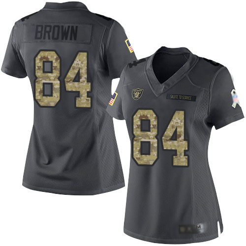 Nike Raiders 84 Antonio Brown Black Camo Women Salute to Service Limited Jersey