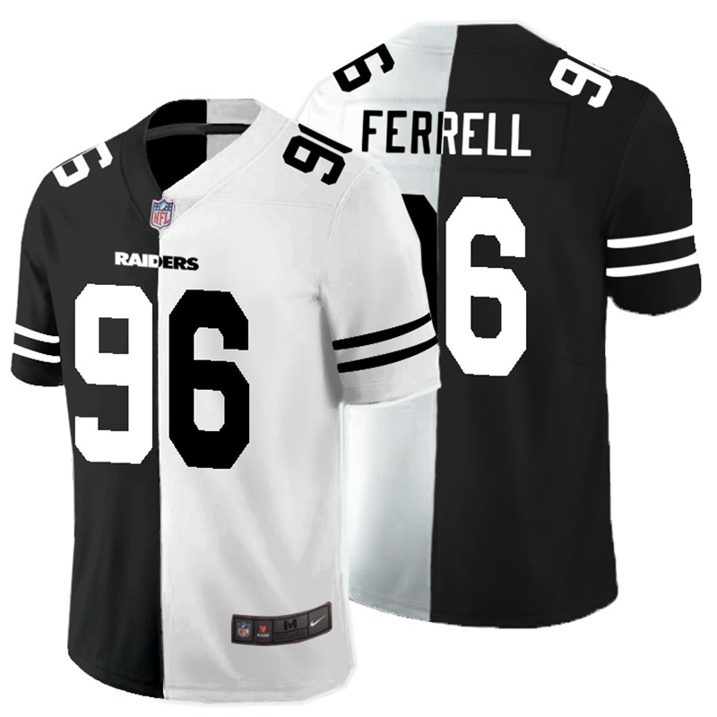 Nike Raiders 96 Clelin Ferrell Black And White Split Vapor Untouchable Limited Jersey