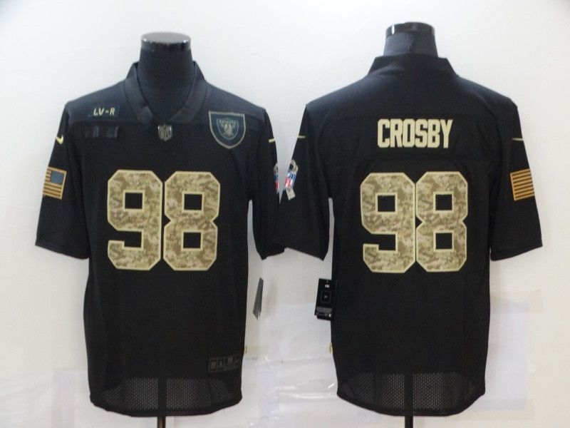 Nike Raiders 98 Maxx Crosby Black Camo 2020 Salute To Service Limited Jersey