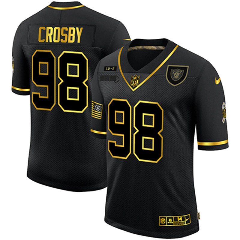 Nike Raiders 98 Maxx Crosby Black Gold 2020 Salute To Service Limited Jersey