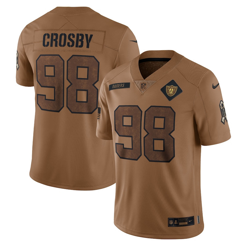 Nike Raiders 98 Maxx Crosby Brown 2023 Salute To Service Limited Jersey