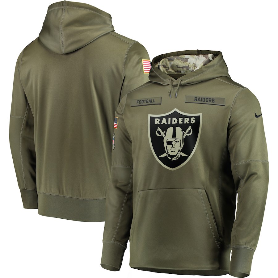  Raiders Olive Salute To Service Men's Pullove Hoodie