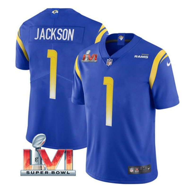 Nike Rams 1 Desean Jackson Royal 2022 Super Bowl LVI Vapor Limited Jersey