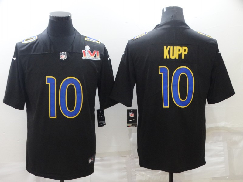 Nike Rams 10 Cooper Kupp Black 2022 Super Bowl LVI Vapor Limited Jersey