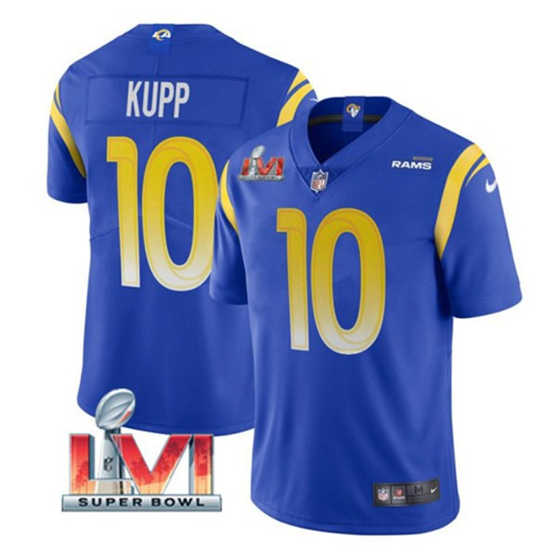 Nike Rams 10 Cooper Kupp Royal 2022 Super Bowl LVI Vapor Limited Jersey