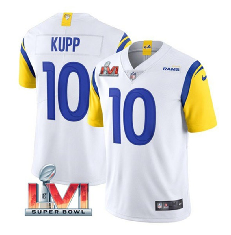 Nike Rams 10 Cooper Kupp White 2022 Super Bowl LVI Vapor Limited Jersey