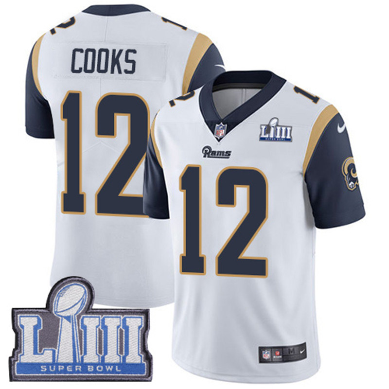  Rams 12 Brandin Cooks White Youth 2019 Super Bowl LIII Vapor Untouchable Limited Jersey