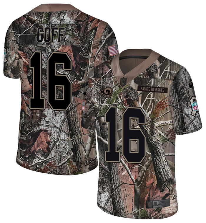  Rams 16 Jared Goff Camo Rush Limited Jersey