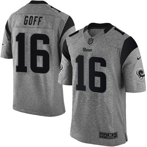  Rams 16 Jared Goff Gray Men Stitched NFL Limited Gridiron Gray Jersey