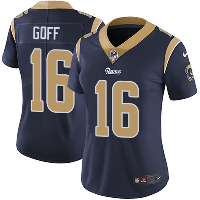  Rams 16 Jared Goff Navy Women Vapor Untouchable Limited Jersey