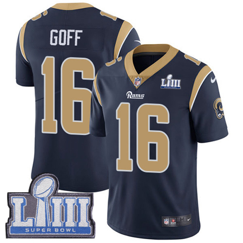  Rams 16 Jared Goff Navy Youth 2019 Super Bowl LIII Vapor Untouchable Limited Jersey